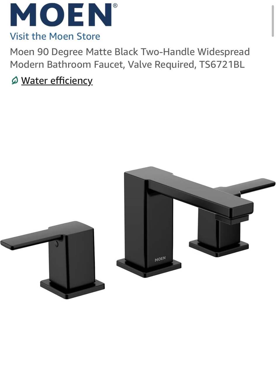 Moen 90 Degree Matte Black Two-Handle
